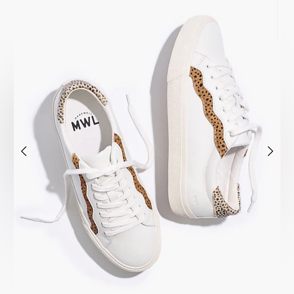 Madewell Sidewalk Low-Top Sneakers In Leather And Calf Hair: Wave Edition Sz 11